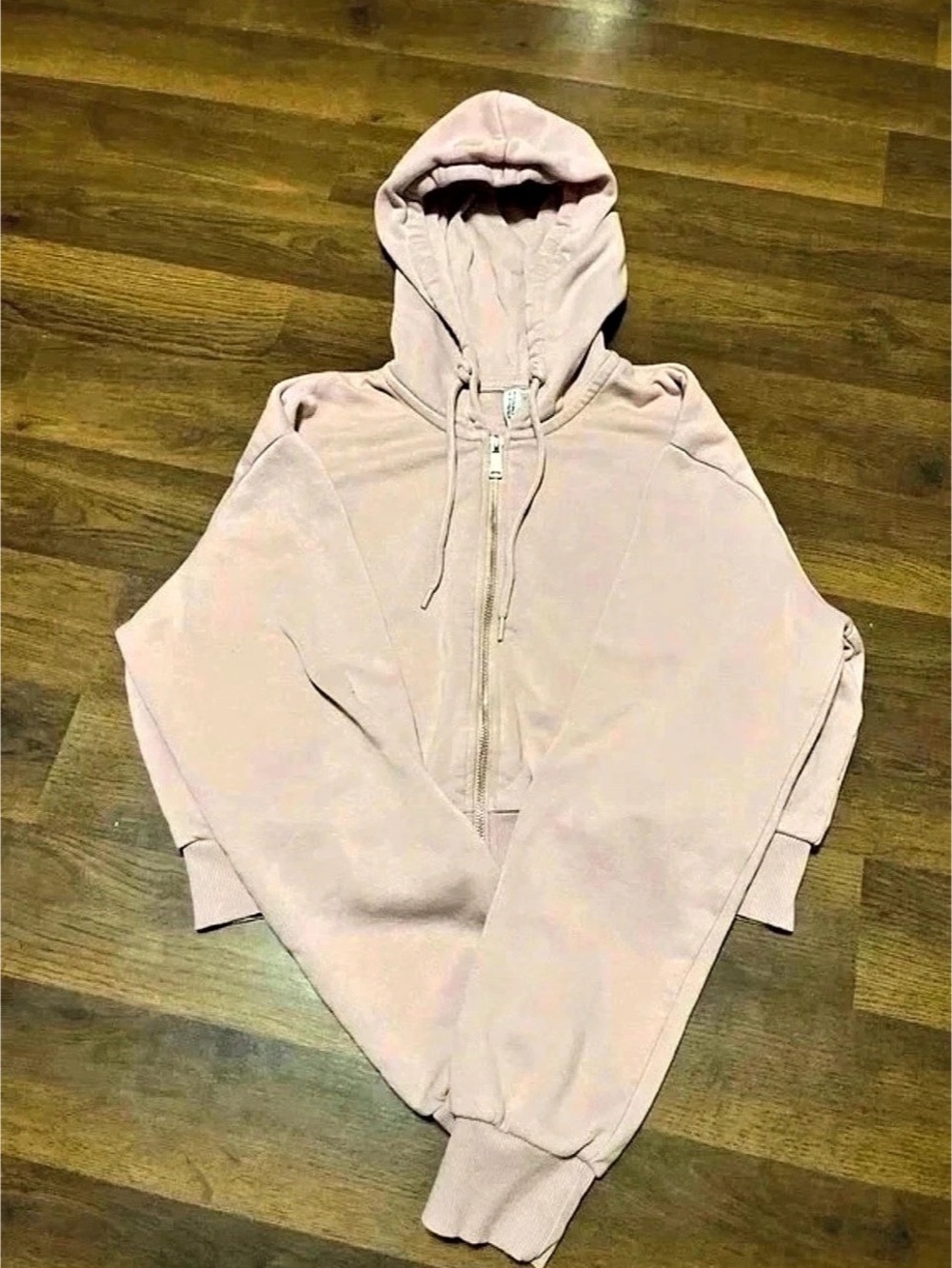 H&M Medium Divided Cropped Zip-Through Hoodie Pink Medium
